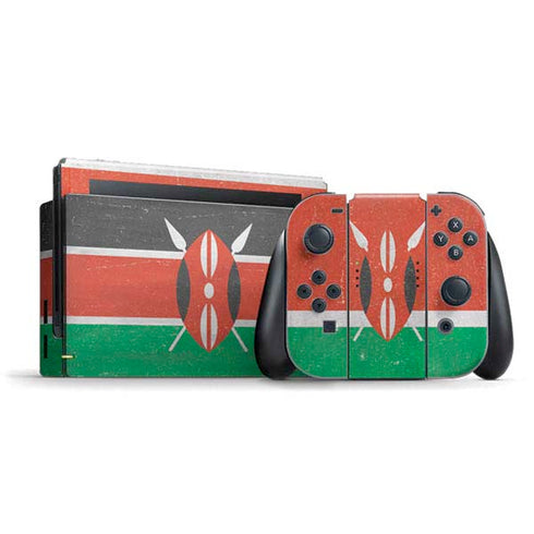 Kenya Flag Distressed Nintendo Skins